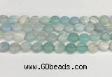 CAA4592 15.5 inches 12mm flat round banded agate beads wholesale