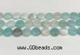 CAA4600 15.5 inches 14mm flat round banded agate beads wholesale