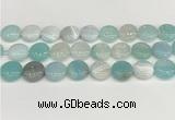 CAA4608 15.5 inches 16mm flat round banded agate beads wholesale