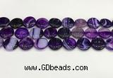 CAA4613 15.5 inches 18mm flat round banded agate beads wholesale