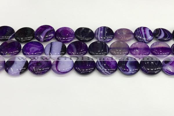 CAA4613 15.5 inches 18mm flat round banded agate beads wholesale