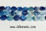 CAA4617 15.5 inches 18mm flat round banded agate beads wholesale