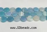 CAA4624 15.5 inches 20mm flat round banded agate beads wholesale