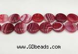 CAA4631 15.5 inches 25mm flat round banded agate beads wholesale