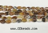 CAA4645 15.5 inches 10*14mm oval banded agate beads wholesale