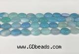 CAA4657 15.5 inches 12*16mm oval banded agate beads wholesale