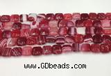 CAA4729 15.5 inches 10*10mm square banded agate beads wholesale