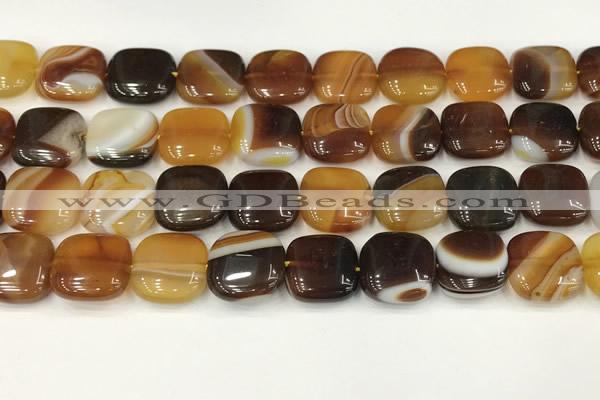 CAA4749 15.5 inches 16*16mm square banded agate beads wholesale