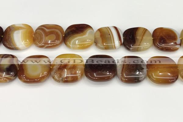 CAA4773 15.5 inches 25*25mm square banded agate beads wholesale