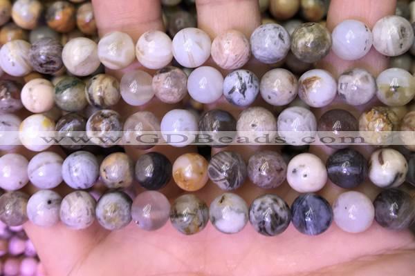 CAA4941 15.5 inches 8mm round bamboo leaf agate beads wholesale