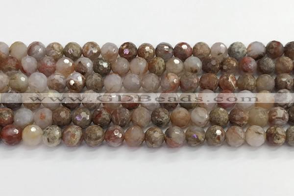 CAA5011 15.5 inches 8mm faceted round flower agate beads