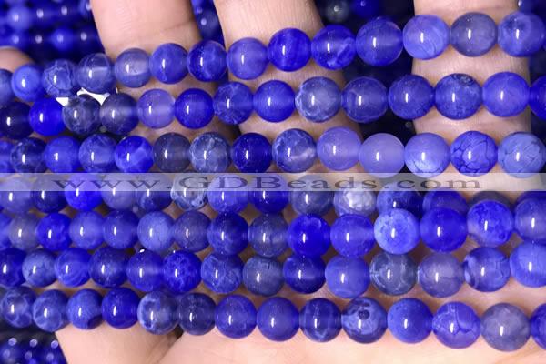 CAA5030 15.5 inches 6mm round blue dragon veins agate beads