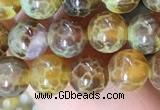 CAA5037 15.5 inches 6mm round yellow dragon veins agate beads