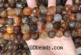 CAA5065 15.5 inches 12mm faceted round dragon veins agate beads