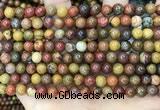 CAA5132 15.5 inches 4mm round red moss agate beads wholesale