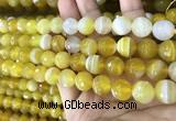 CAA5151 15.5 inches 8mm faceted round banded agate beads