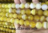 CAA5152 15.5 inches 10mm faceted round banded agate beads