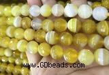 CAA5153 15.5 inches 12mm faceted round banded agate beads