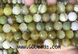 CAA5161 15.5 inches 14mm faceted round banded agate beads