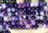 CAA5179 15.5 inches 8mm faceted round banded agate beads