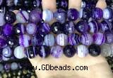 CAA5182 15.5 inches 14mm faceted round banded agate beads