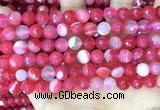 CAA5193 15.5 inches 8mm faceted round banded agate beads