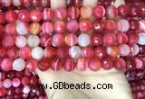 CAA5200 15.5 inches 8mm faceted round banded agate beads