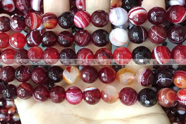 CAA5214 15.5 inches 8mm faceted round banded agate beads