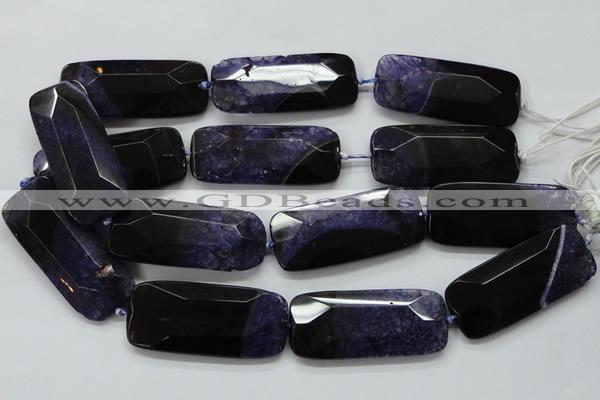 CAA522 15.5 inches 25*56mm faceted rectangle agate druzy geode beads