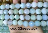 CAA5224 15.5 inches 14mm faceted round banded agate beads