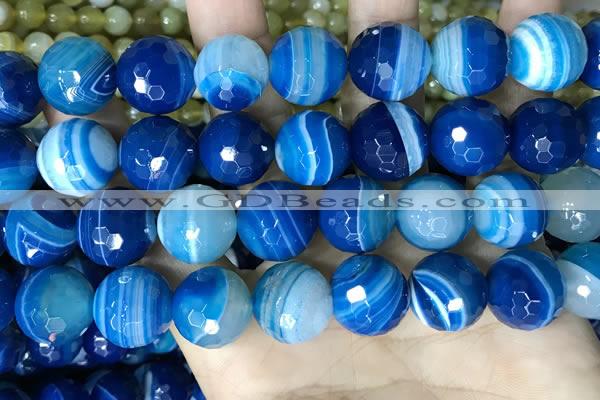 CAA5232 15.5 inches 16mm faceted round banded agate beads