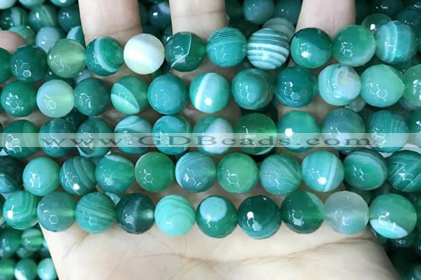 CAA5236 15.5 inches 10mm faceted round banded agate beads