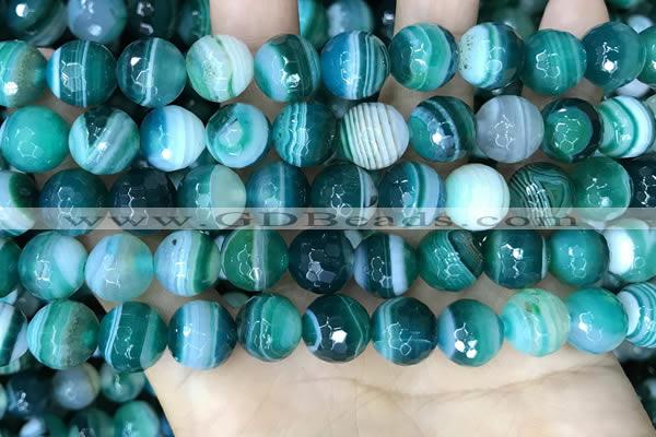 CAA5243 15.5 inches 10mm faceted round banded agate beads