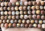 CAA5272 15.5 inches 8mm round natural red crazy lace agate beads