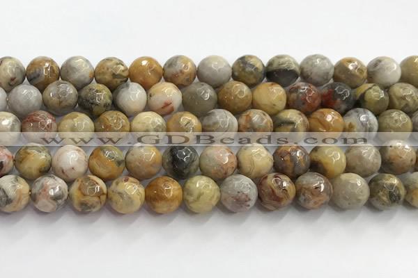 CAA5293 15.5 inches 10mm faceted round crazy lace agate beads wholesale