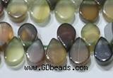 CAA5303 Top drilled 6*8mm flat teardrop line agate beads