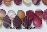 CAA5309 Top drilled 6*8mm flat teardrop line agate beads