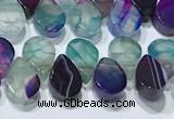 CAA5313 Top drilled 6*8mm flat teardrop line agate beads