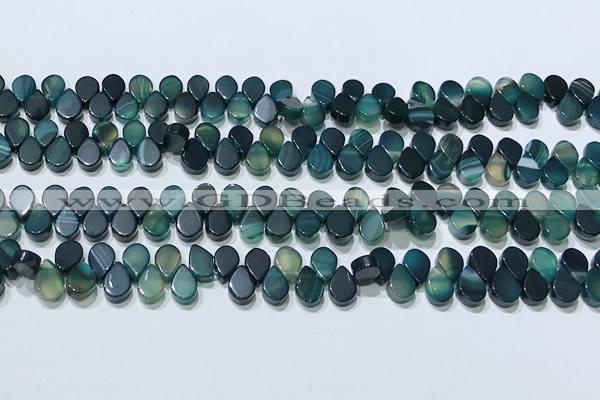 CAA5317 Top drilled 6*8mm flat teardrop line agate beads