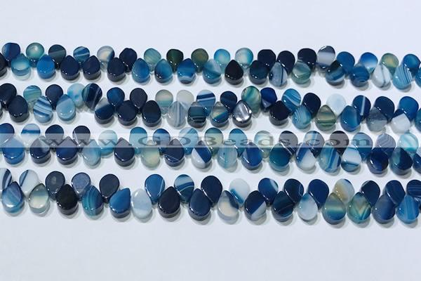 CAA5319 Top drilled 6*8mm flat teardrop line agate beads