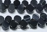 CAA5322 Top drilled 6*8mm flat teardrop line agate beads