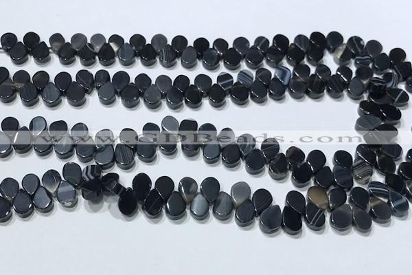 CAA5322 Top drilled 6*8mm flat teardrop line agate beads