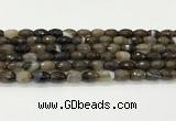 CAA5478 15.5 inches 8*12mm faceted rice agate beads