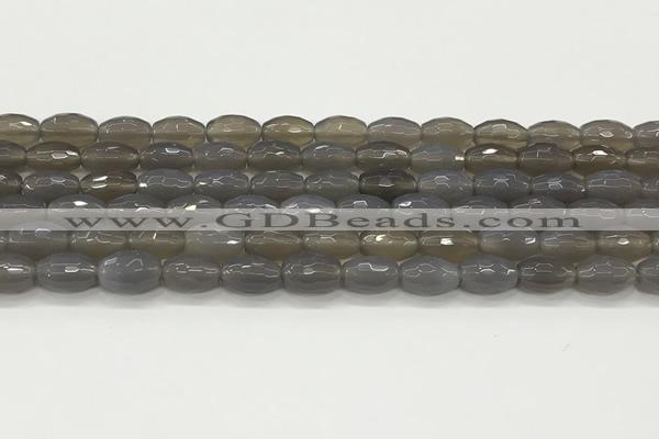 CAA5482 15.5 inches 8*12mm faceted rice agate beads