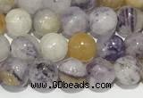 CAA5485 15 inches 4mm round purple flower stone beads