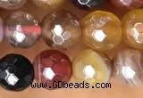 CAA5490 15 inches 6mm faceted round AB-color banded agate beads