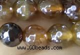 CAA5566 15 inches 6mm faceted round AB-color banded agate beads