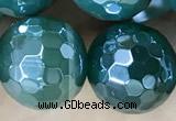 CAA5581 15 inches 12mm faceted round AB-color banded agate beads