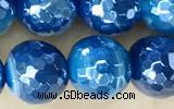 CAA5583 15 inches 8mm faceted round AB-color banded agate beads