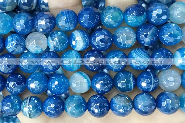 CAA5584 15 inches 10mm faceted round AB-color banded agate beads